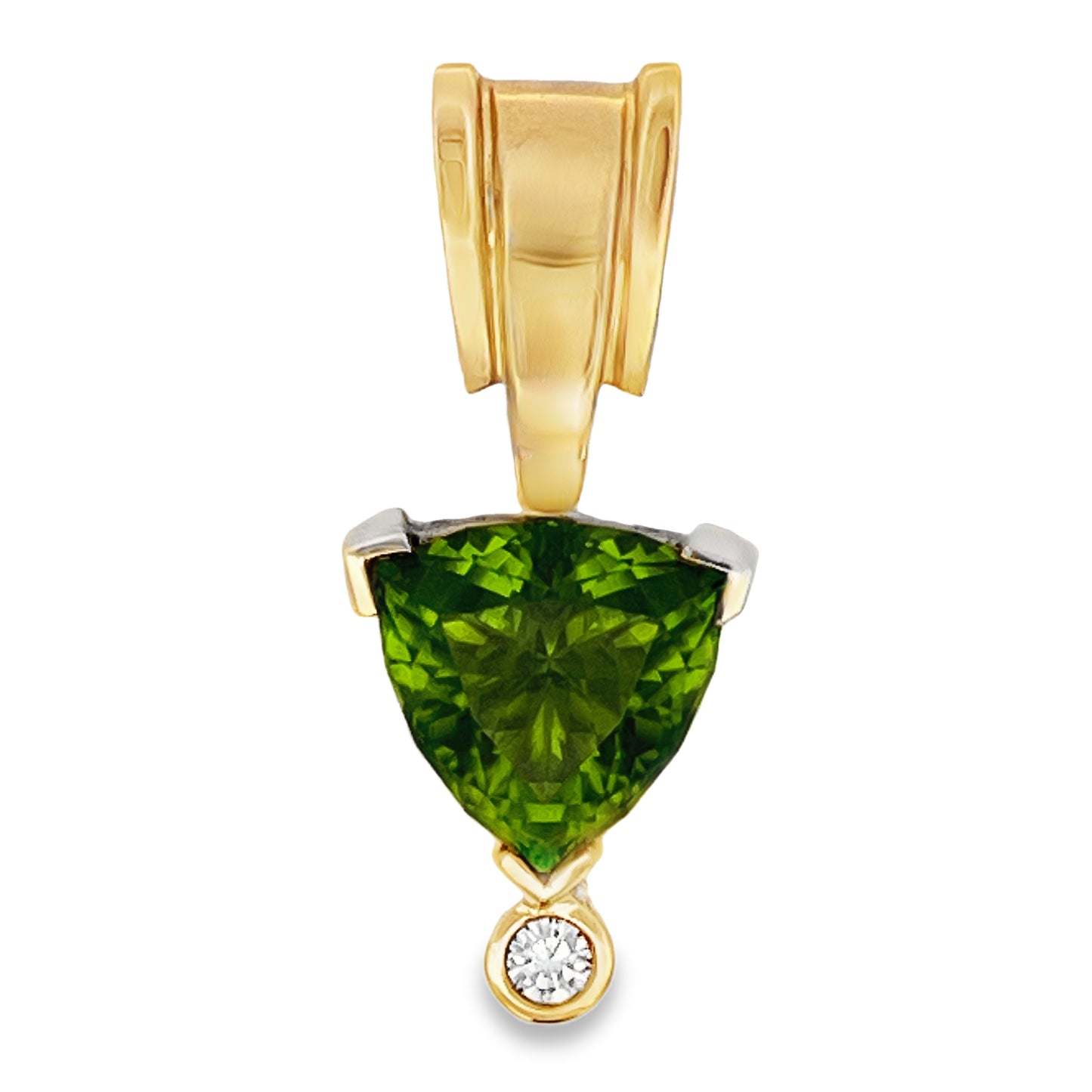 14k Yellow Gold Trillion Peridot Pendant
