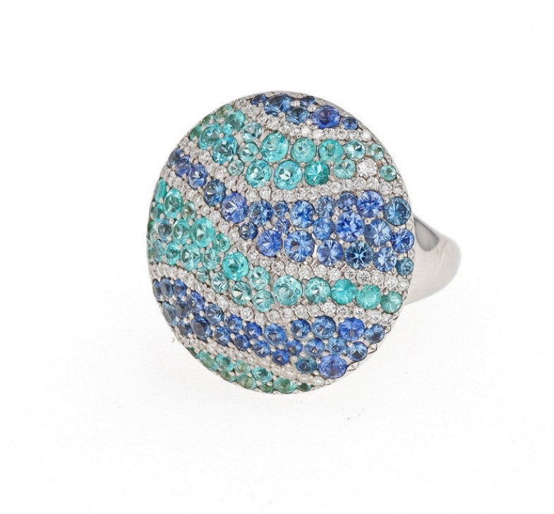 Paraiba Tourmaline and Sapphire Estate Ring