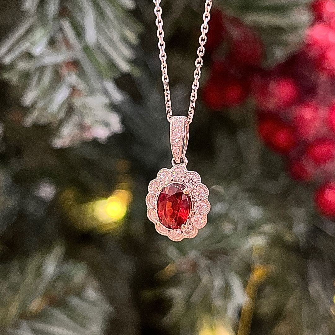 14k Garnet & Diamond Pendant