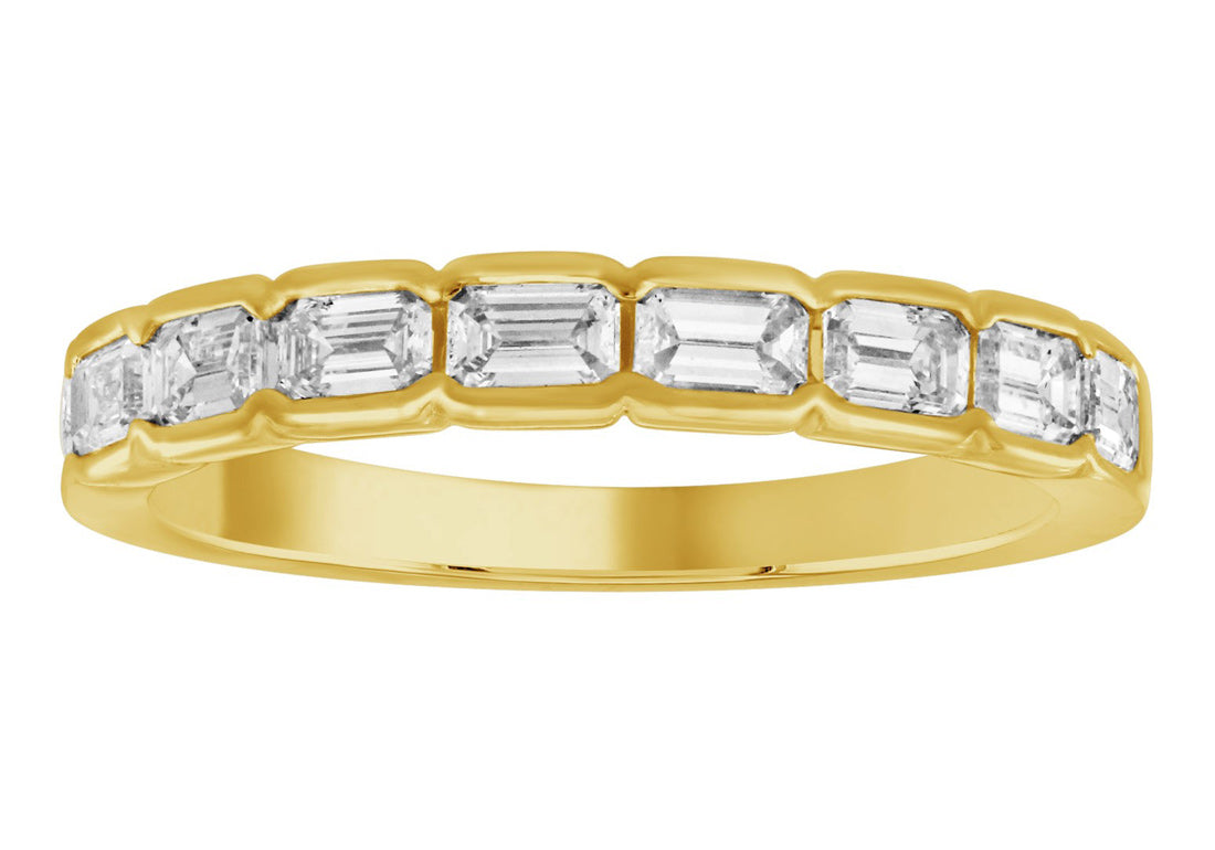 Emerald Cut Bezel Diamond Band