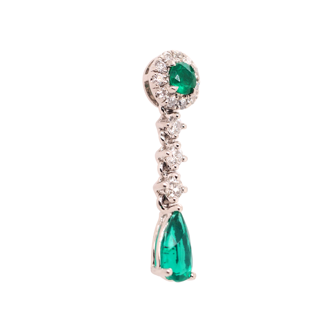 Platinum Emerald Drop Stud Earrings