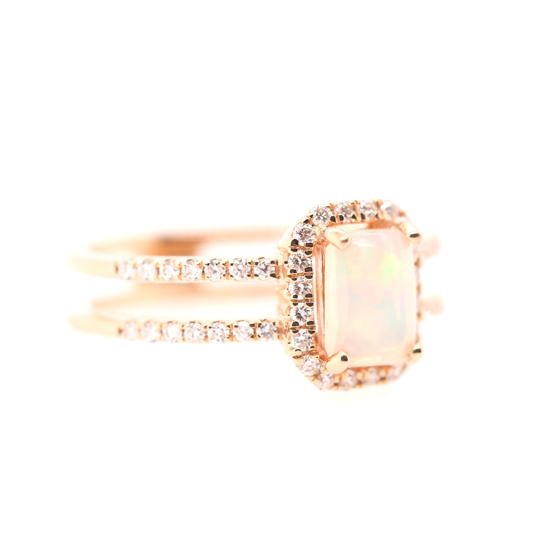 Emerald Cut Opal Ring