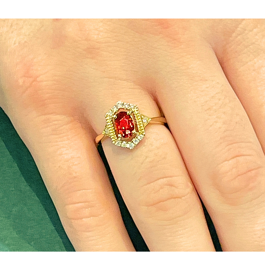 14k Spessartite Garnet & Diamond Frame Ring