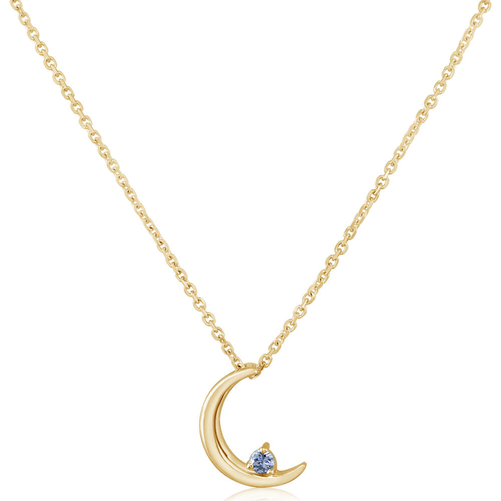 Gold and Sapphire Crescent Moon Pendant