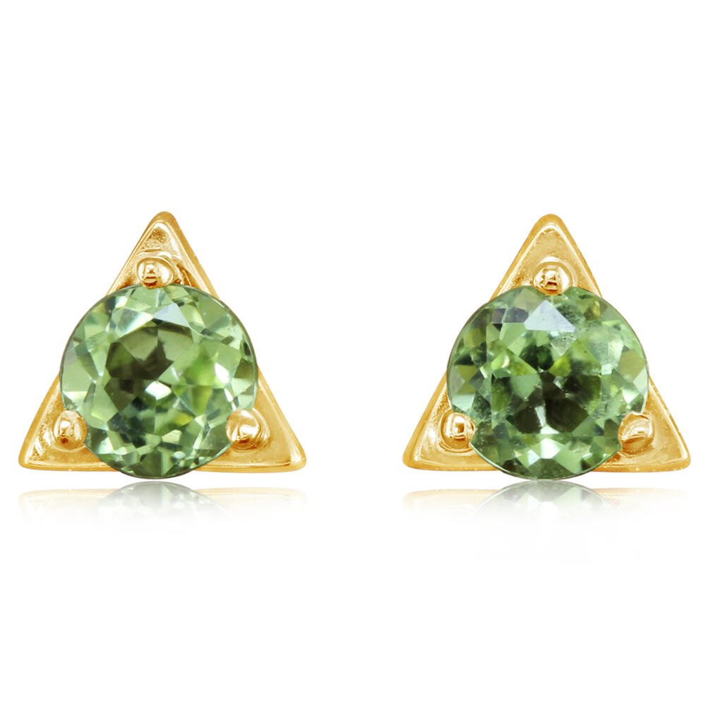 Gold Triangular Peridot Mini Studs