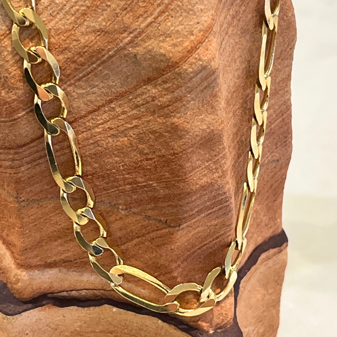10k Yellow Gold 7mm Figaro Chain