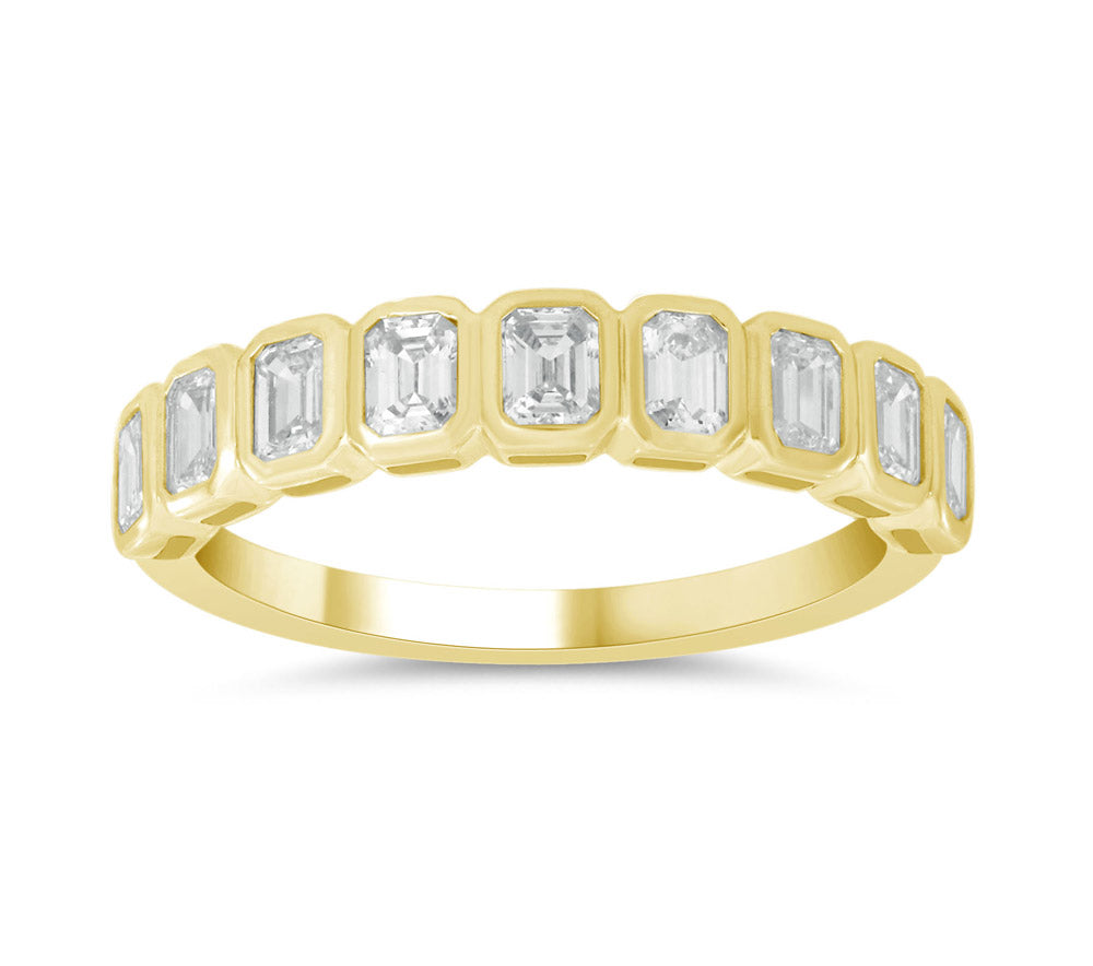 Emerald Cut Bezel Diamond Band