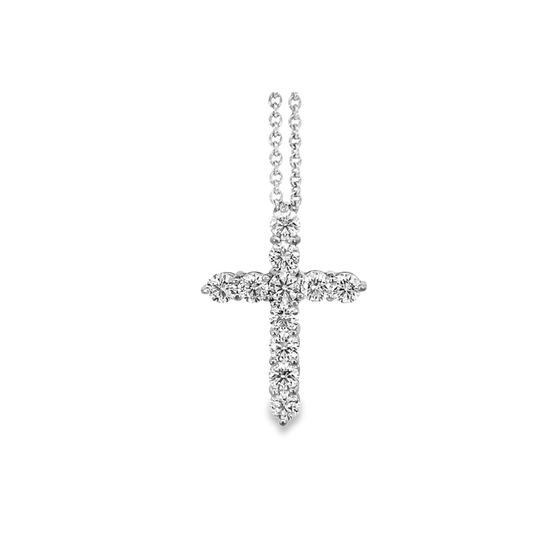 Platinum Diamond Cross Adjustable Necklace