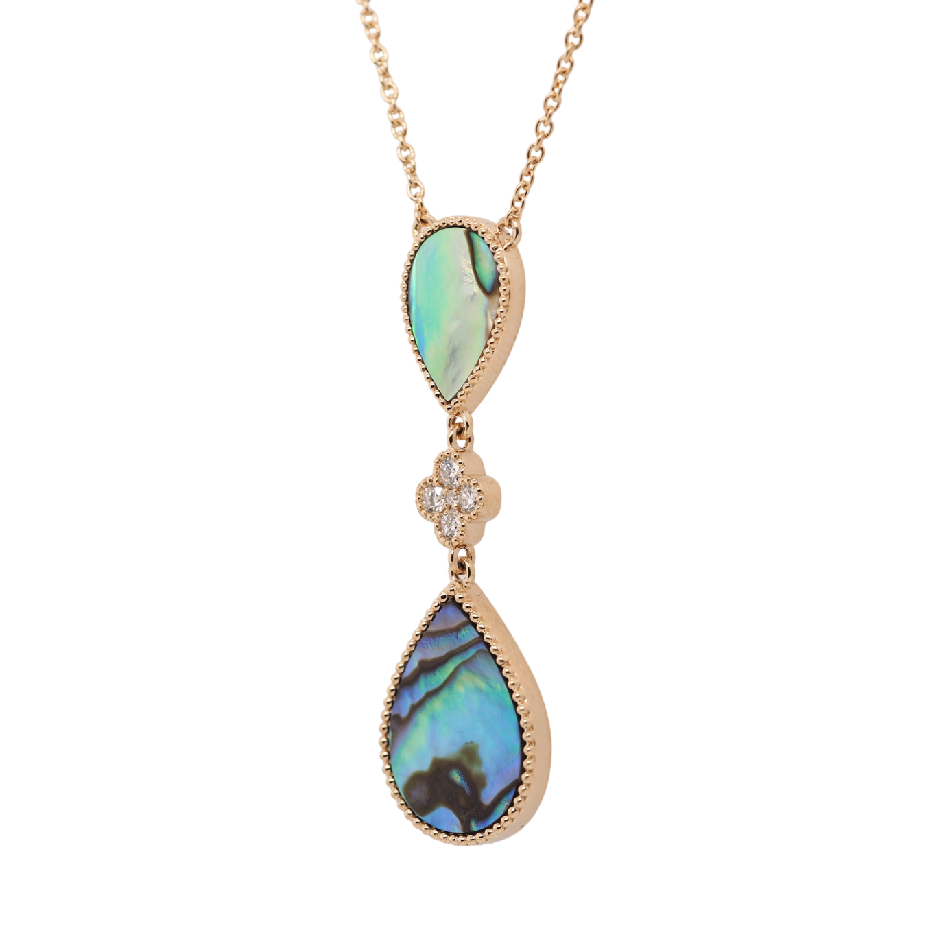 Abalone and Diamond Drop Necklace