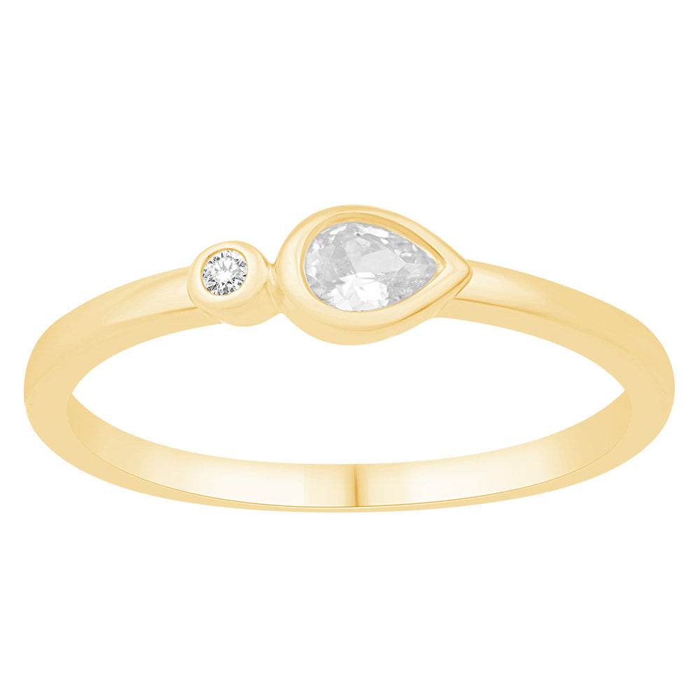 14k Yellow Gold Pear & Round Fashion Ring