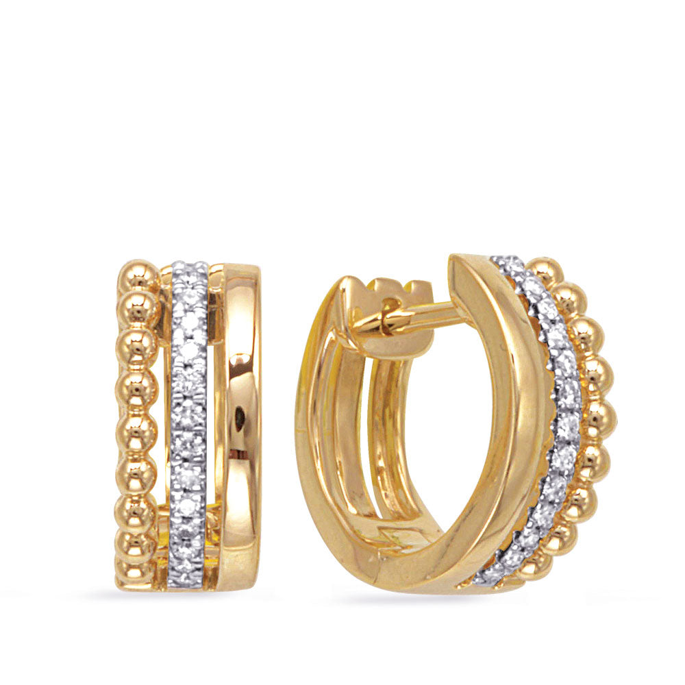 14K Yellow Gold Triple Huggie Hoops