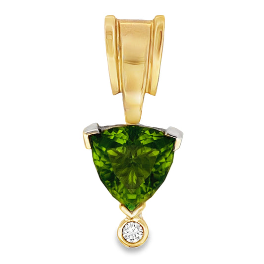 14k Yellow Gold Trillion Peridot Pendant