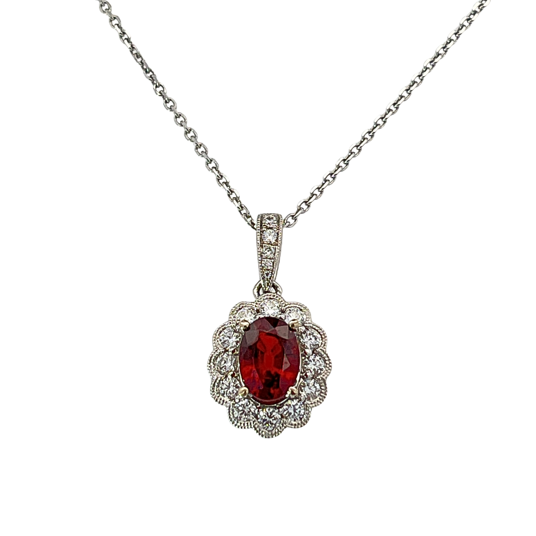14k Garnet & Diamond Pendant