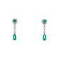 Platinum Emerald Drop Stud Earrings