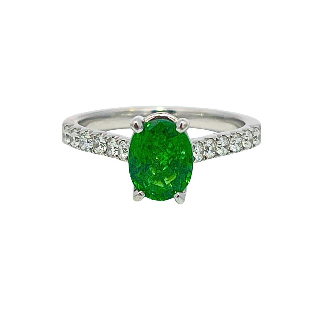 14k Oval Tsavorite Garnet Ring