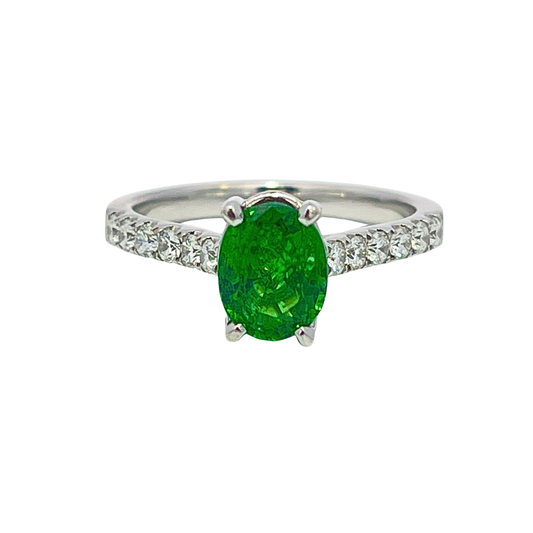 14k Oval Tsavorite Garnet Ring