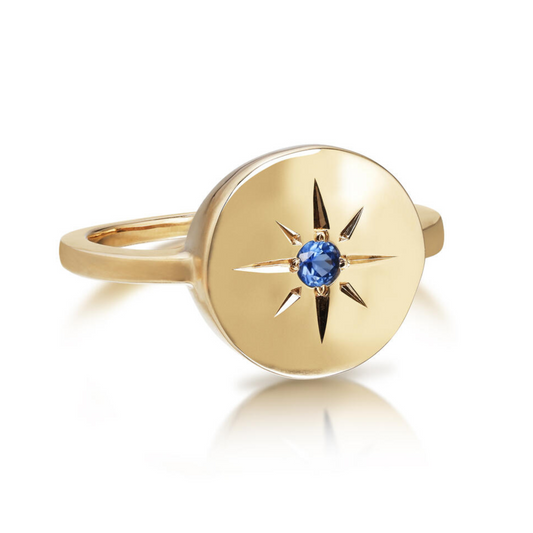 Gold Round Sapphire Ring