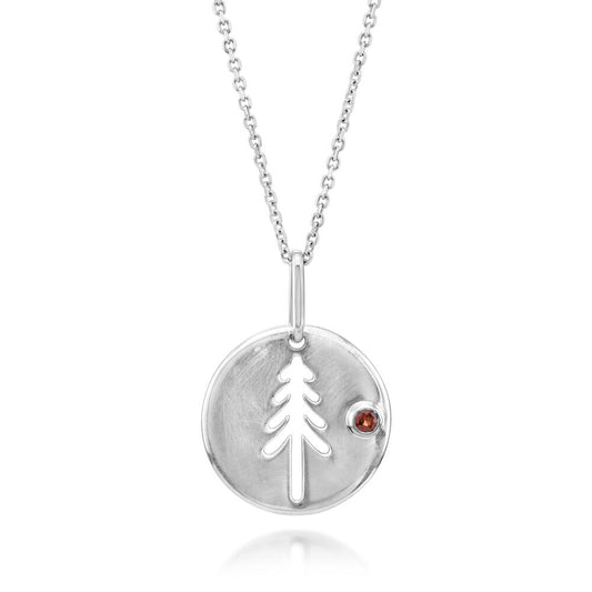 Sterling Silver Idaho Garnet Tree Necklace