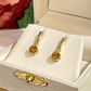 14k Round Citrine & Diamond Bezel Earrings