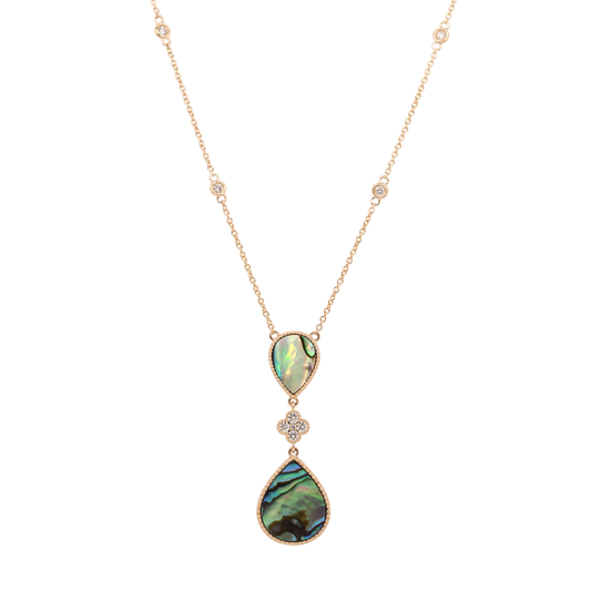 Abalone and Diamond Drop Necklace