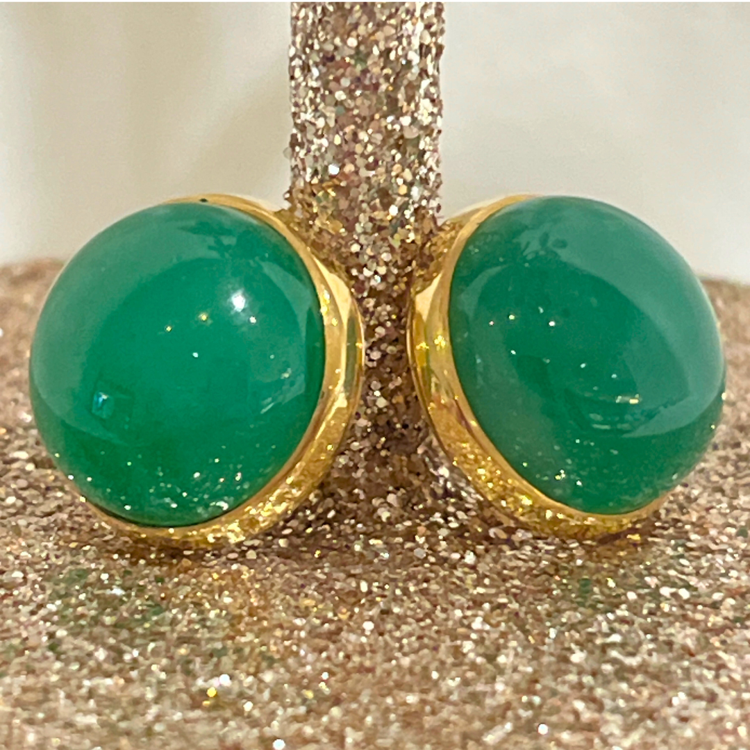 Cabochon Jade Earrings
