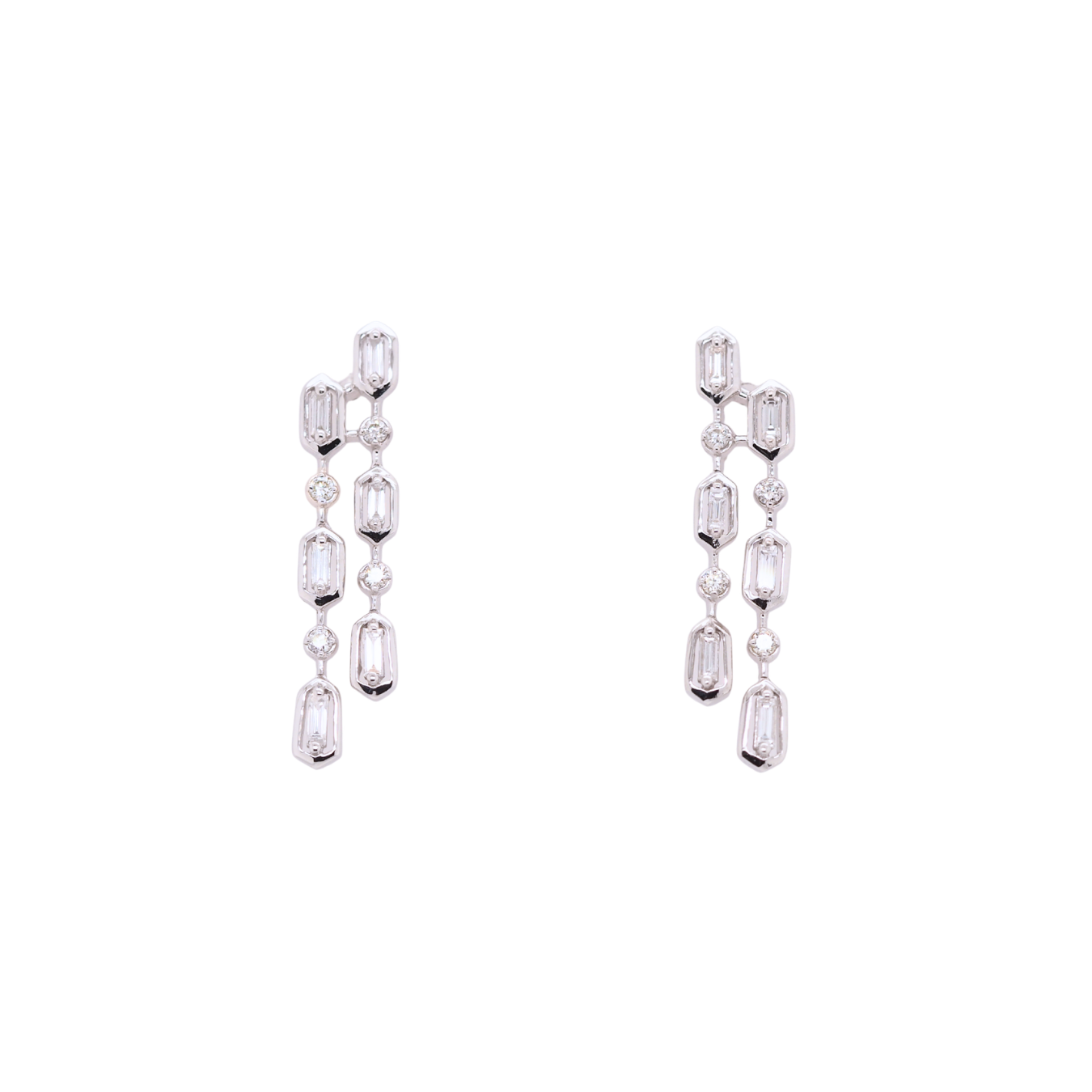 14k Diamond Bezel Drop Earrings