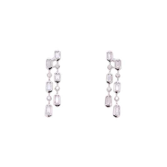 14k Diamond Bezel Drop Earrings