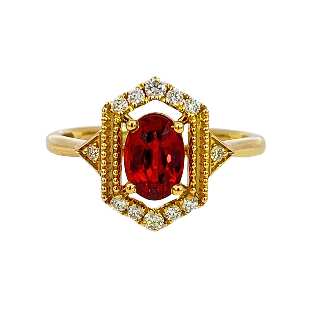 14k Spessartite Garnet & Diamond Frame Ring