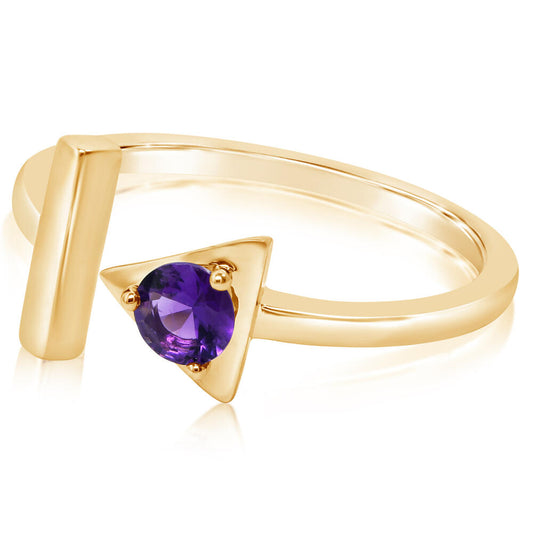 Trianglular Amethyst Bar Ring
