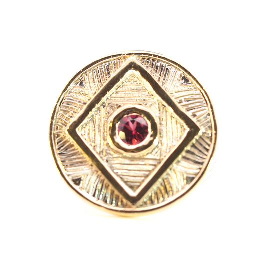Mens Silver and Gold Garnet Ring
