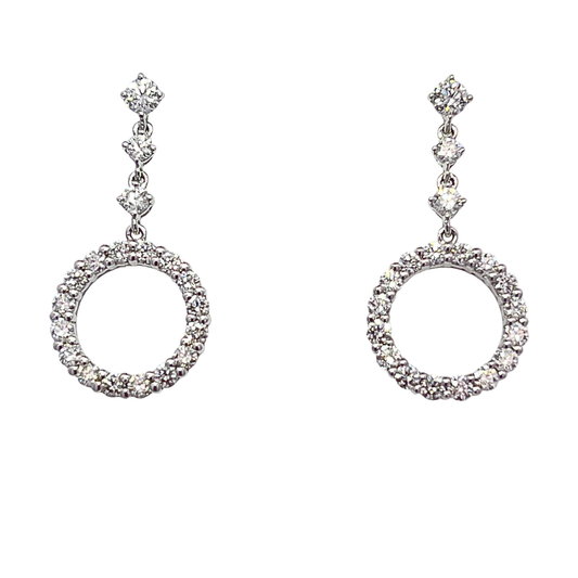 14k Diamond Halo Dangle Earrings