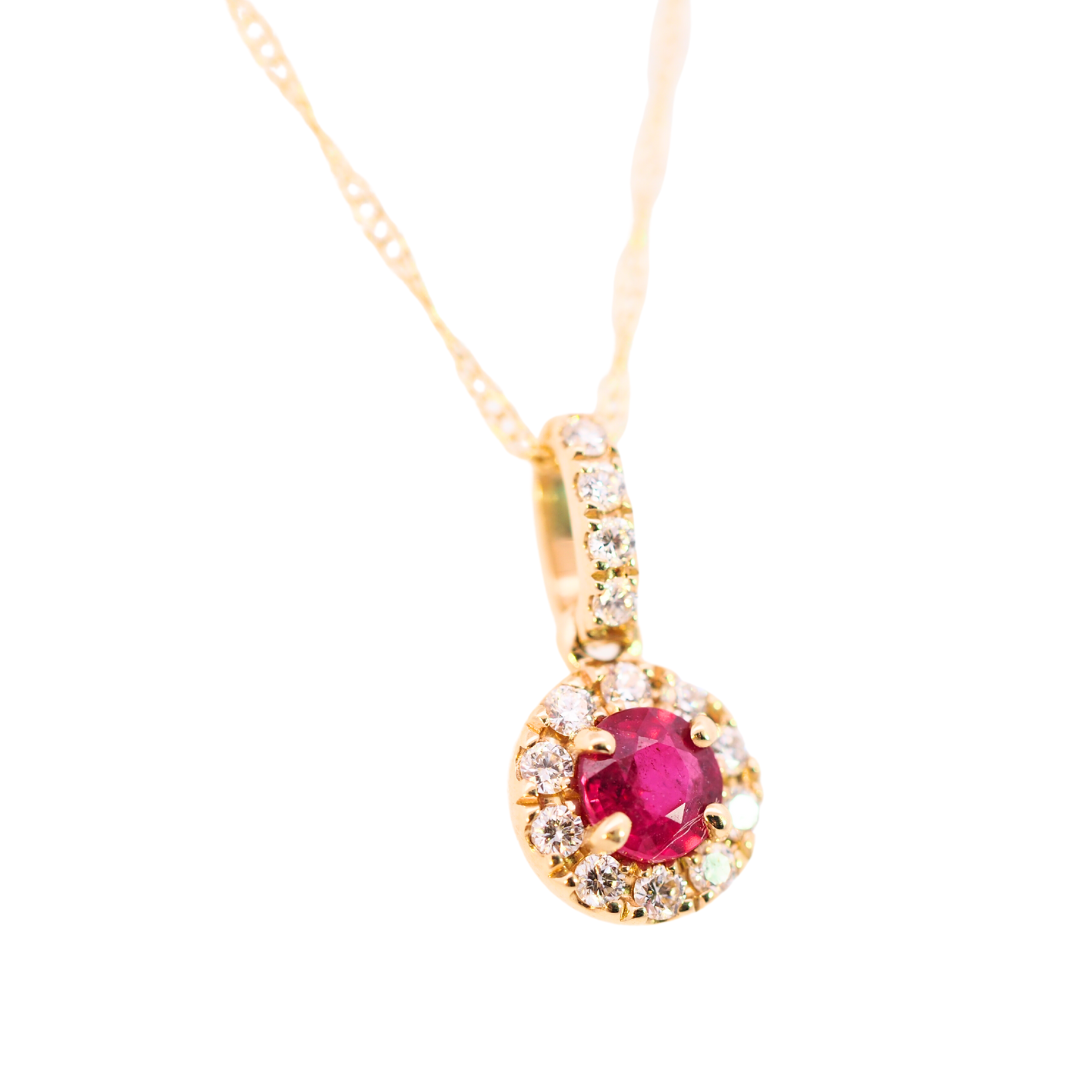 Simply Ruby Halo Necklace