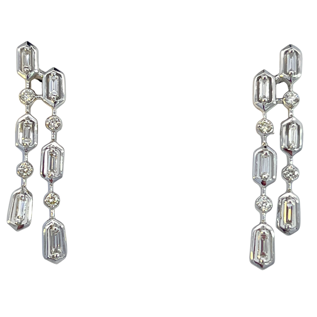 14k Diamond Bezel Drop Earrings