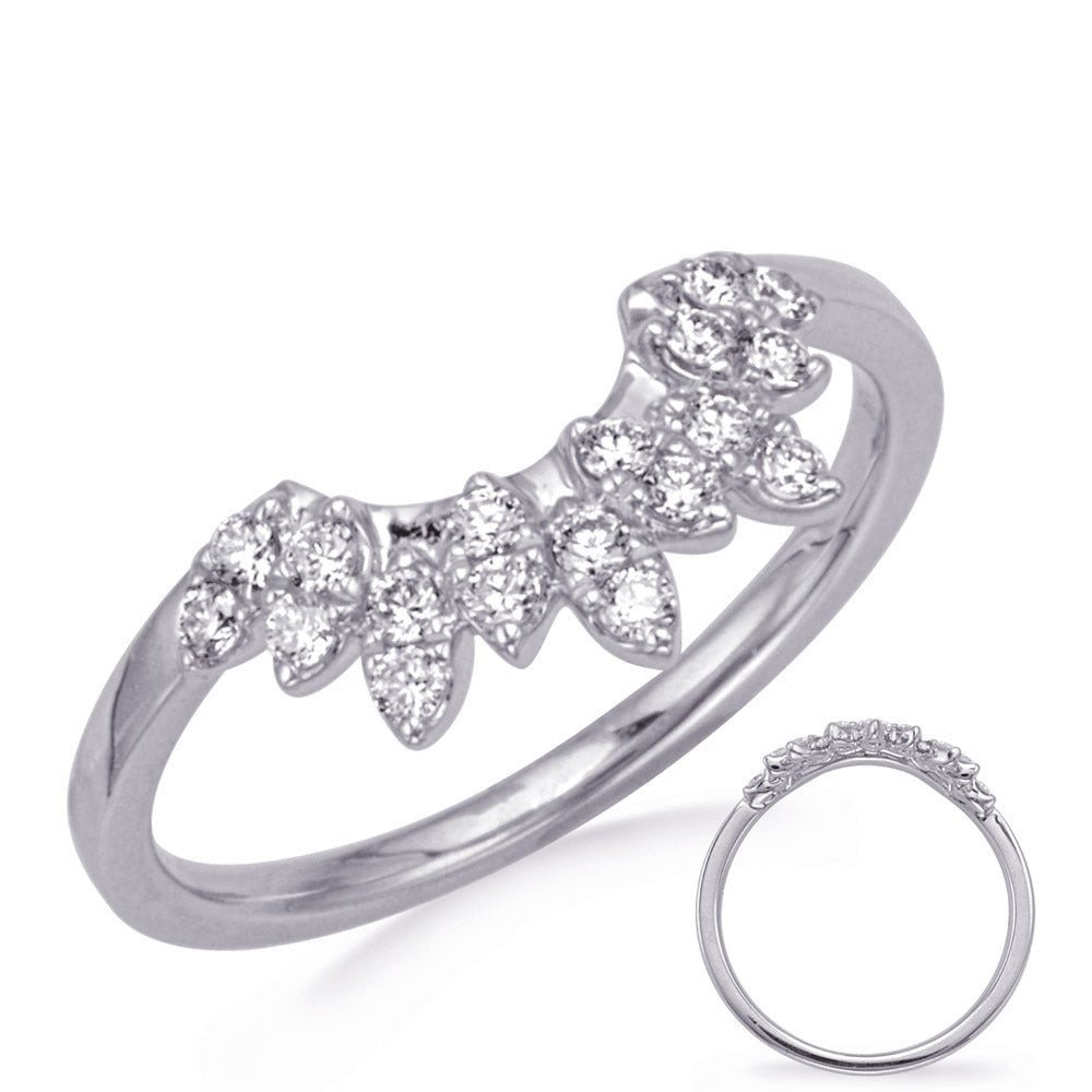 14K White Gold Flared Tiara-Style Contour Wedding Band