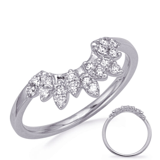 14K White Gold Flared Tiara-Style Contour Wedding Band
