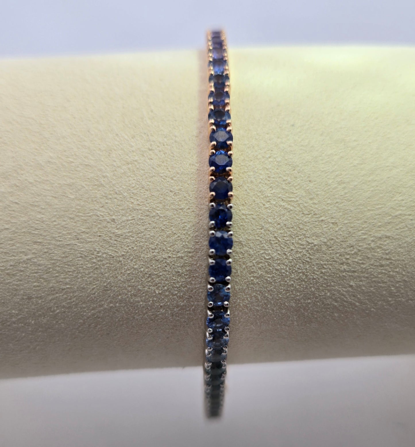 14k Three Tone Rainbow Sapphire Tennis Bracelet