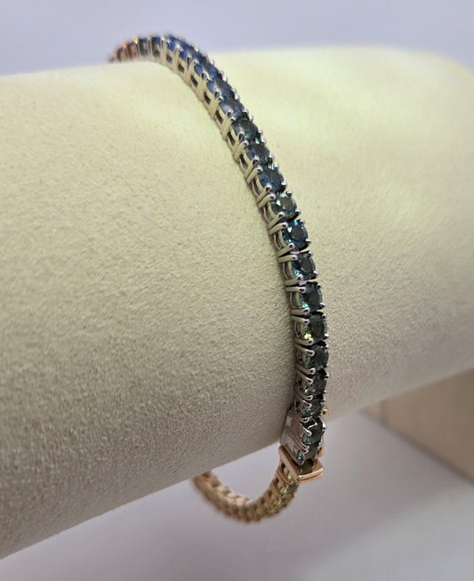 14k Three Tone Rainbow Sapphire Tennis Bracelet