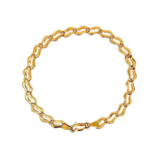 14k Yellow Gold Wavy Bracelet