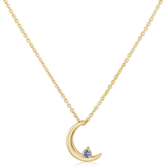 Gold and Sapphire Crescent Moon Pendant