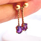 Yellow Gold Oval Amethyst Braided Dangle Earrings