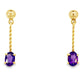 Yellow Gold Oval Amethyst Braided Dangle Earrings