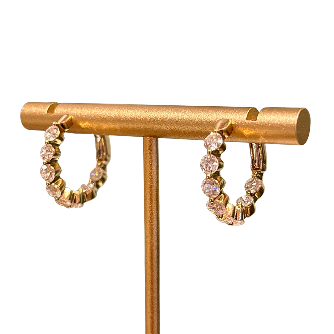 18k Bubble Diamond Hoop Earrings