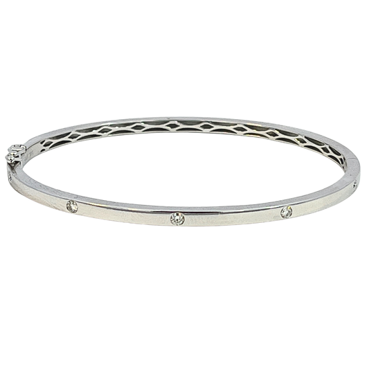 14k Flush Set Diamond Bangle