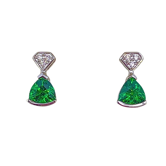 14k Trillion Tsavorite & Diamond Earrings