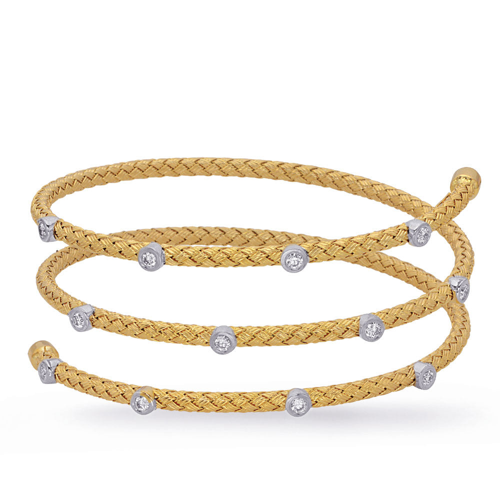 Gold and Diamond Wrap Flex Bangle