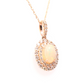 Opal Necklace with Double Diamond Halo