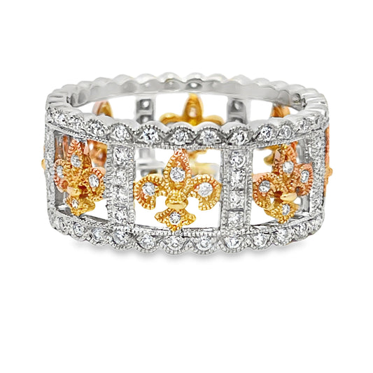 18 Karat Two-Tone Gold Fleur-de-lis Ring