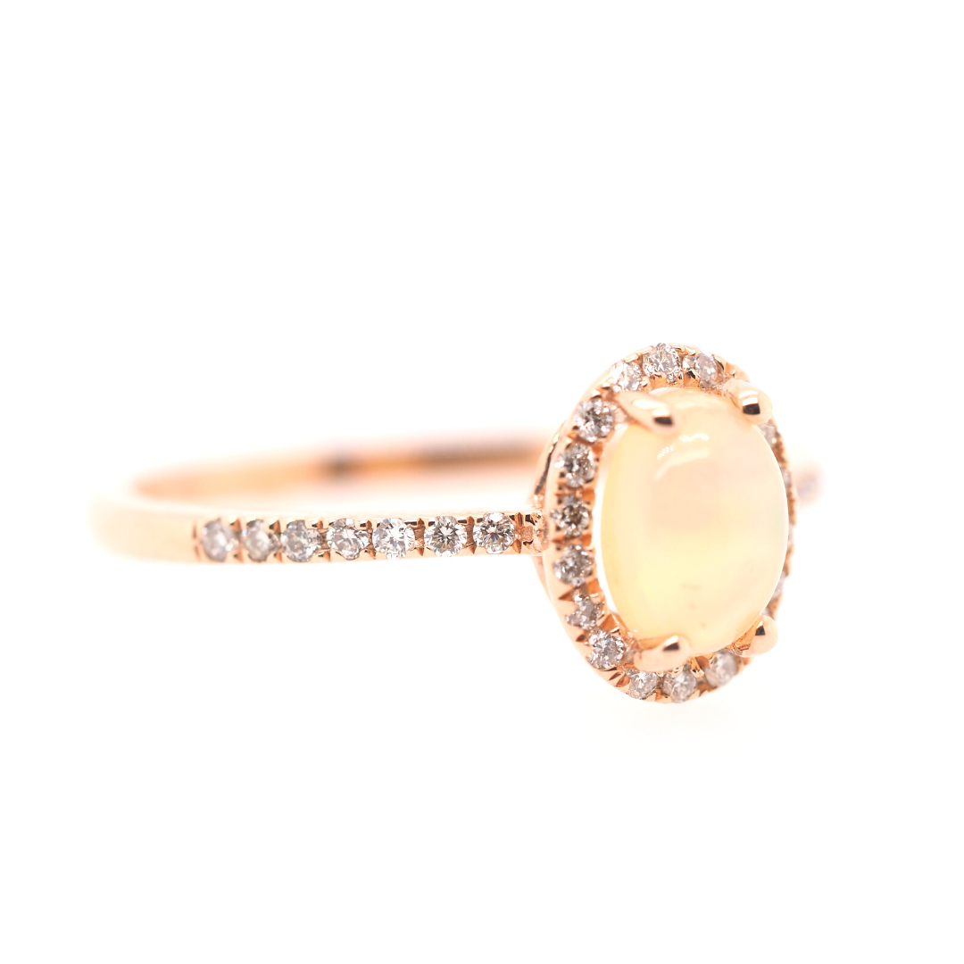 Oval Opal and Diamond Ring