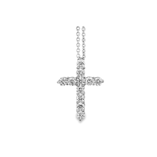 Platinum Diamond Cross Adjustable Necklace