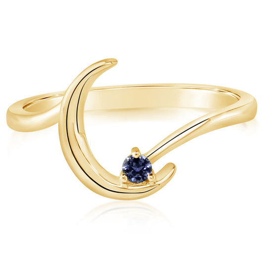 Gold and Sapphire Crescent Moon Ring